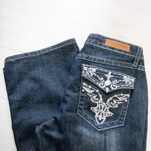 Vintage Project Indigo Boot Cut Denim Jeans Embroidered Studded 7